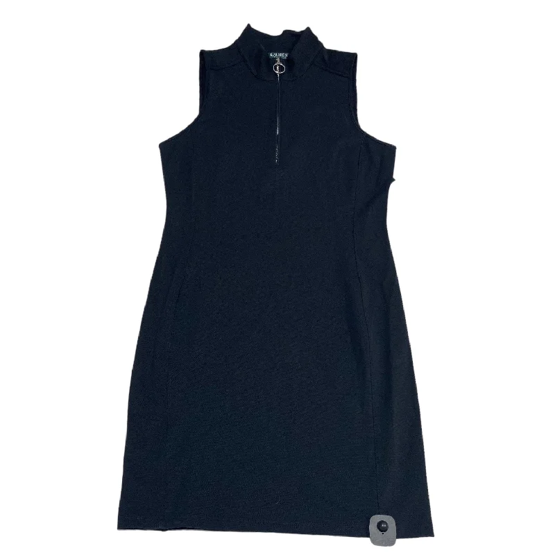 Dress Casual Midi By Lauren By Ralph Lauren In Black, Size: M Trendy Midi Dress with Belt Dress Casual Midi By Lauren By Ralph Lauren In Black, Size: M Trendy Midi Dress with Belt