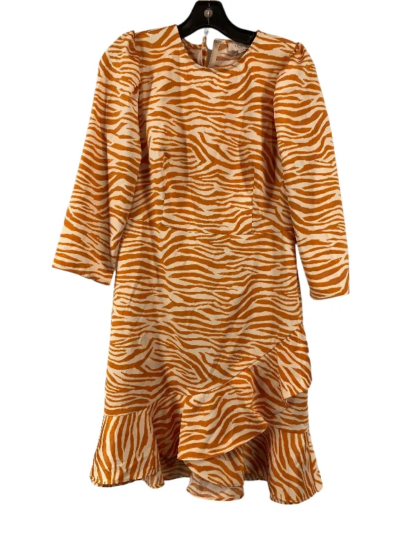 Dress Casual Midi By Loft In Orange & White, Size: 4 Cozy A-Line Midi Dress