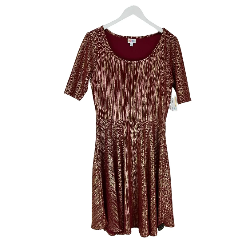 Dress Casual Midi By Lularoe In Red, Size: Xl Stylish Midi Dress with Cuffs