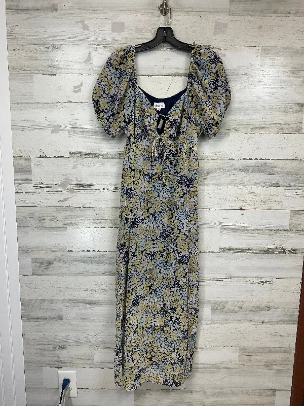 Dress Casual Midi By &Merci  In Blue & Yellow, Size: L Fashionable Skater Midi Dress