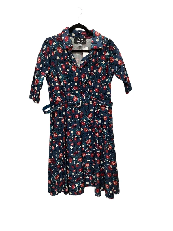 Dress Casual Midi By Modcloth In Blue & Red, Size: 14 Elegant Floral Midi Dress