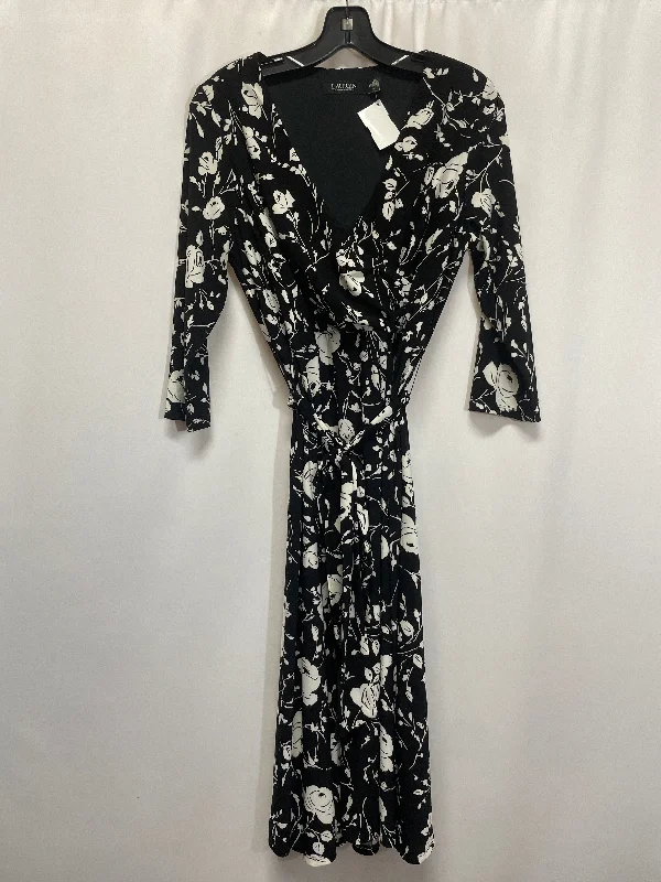 Dress Casual Midi By Ralph Lauren Black Label In Black & White, Size: M Trendy Bodycon Midi Dress