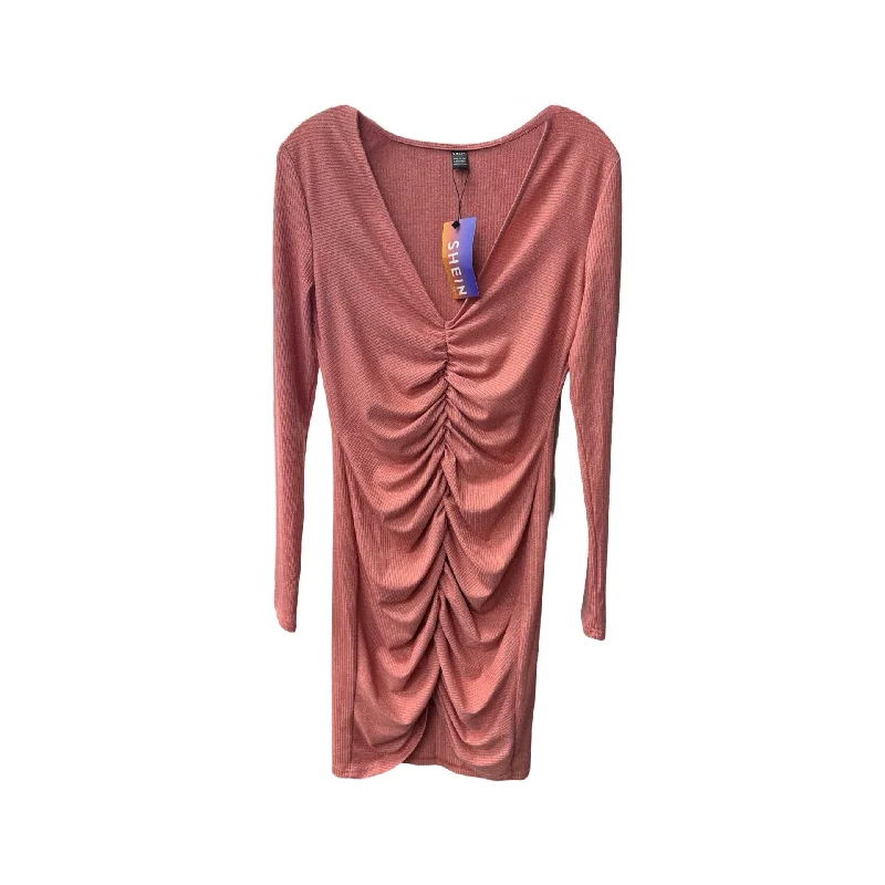 Dress Casual Midi By Shein In Pink, Size: L Cozy A-Line Midi Dress
