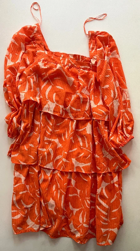 Dress Casual Midi By Who What Wear In Orange, Size: M Trendy Floral Wrap Midi Dress