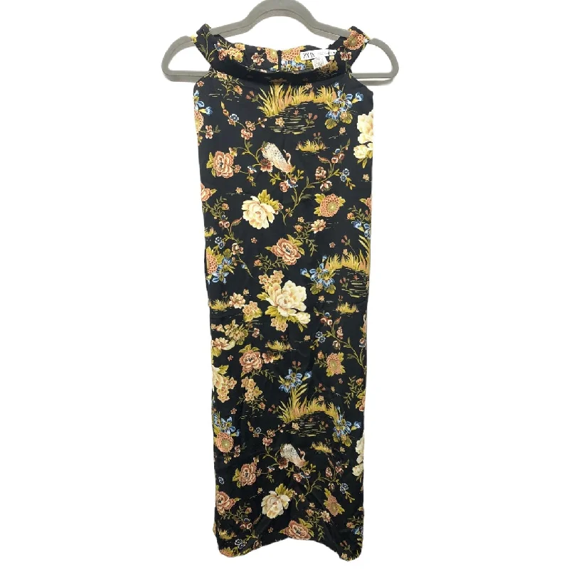 Dress Casual Midi By Zara In Black & Yellow, Size: S Elegant Satin Slip Midi Dress