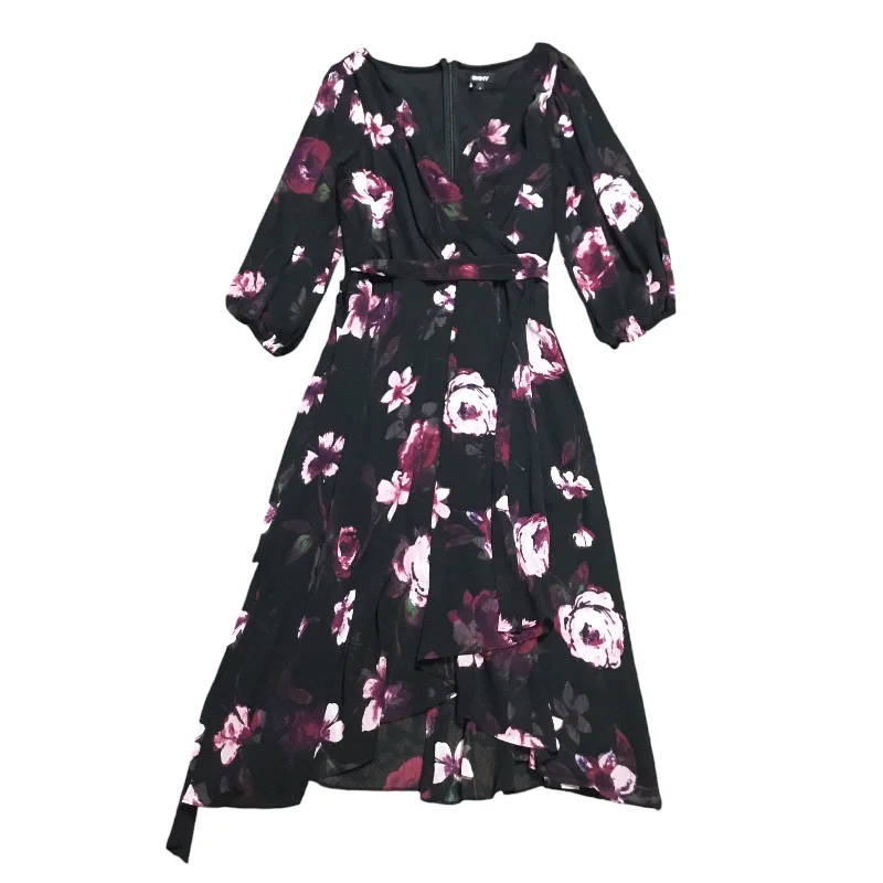 Dress Party Midi By Dkny In Black & Purple, Size: 16 Trendy A-Line Midi Dress