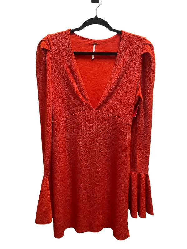 Dress Party Midi By Free People In Orange, Size: L Comfortable Knitwear Midi Dress