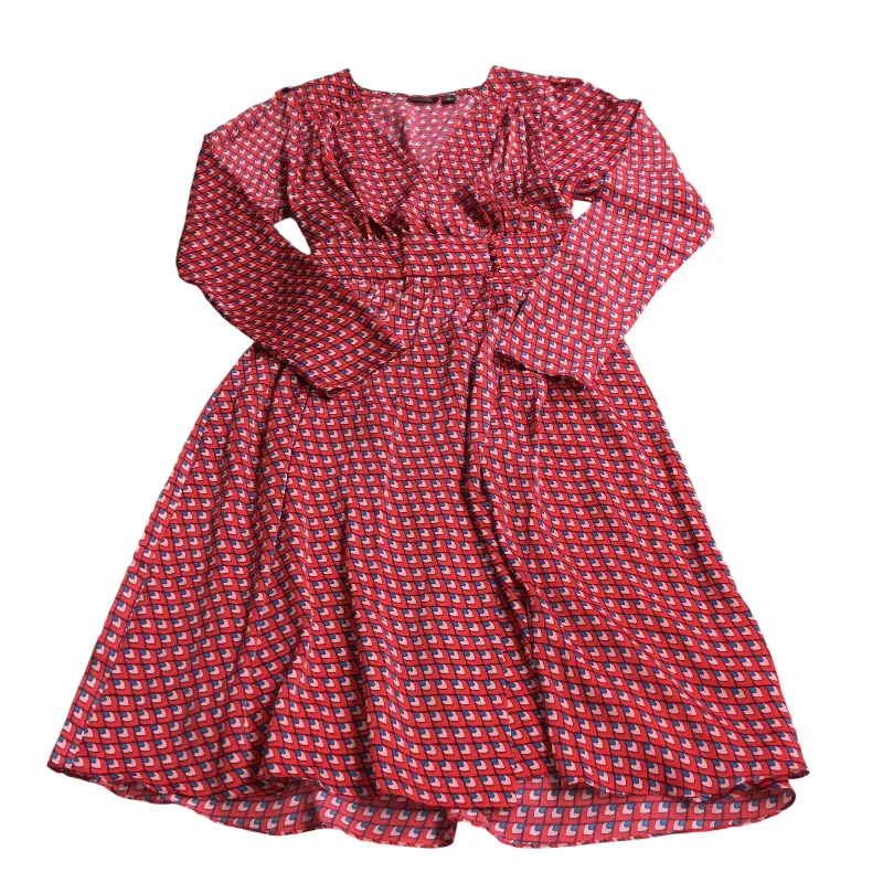 Dress Party Midi By Halogen In Blue & Red, Size: 8 Stylish Silk Midi Dress