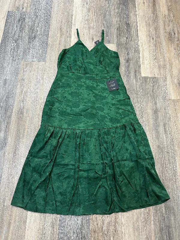 Dress Party Midi By Lulus In Green, Size: L Elegant Satin Slip Midi Dress