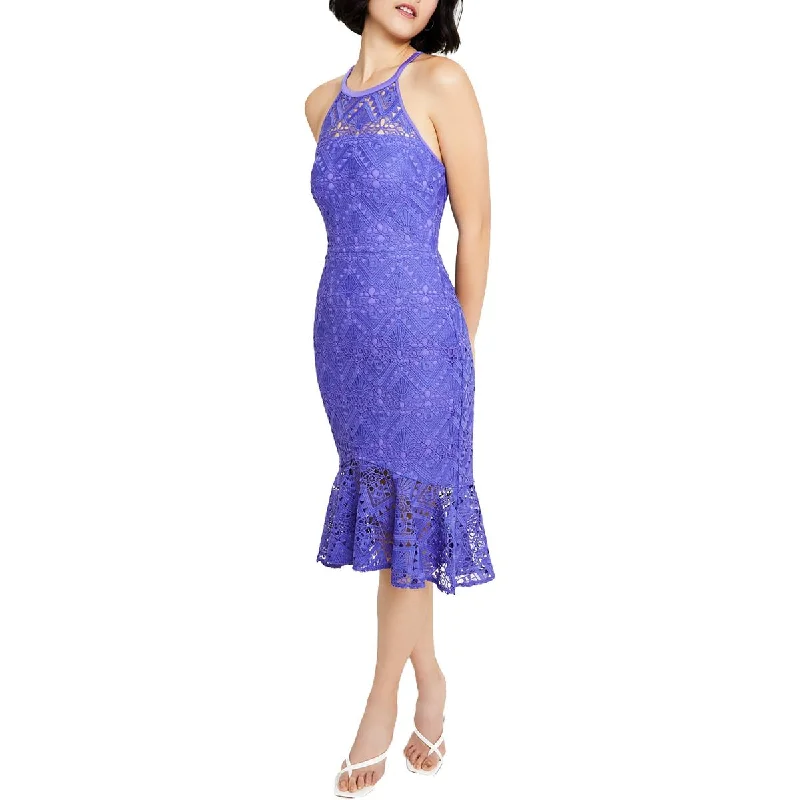 Guess Womens Flounce-Hem Midi Halter Dress Fashionable Wide Leg Midi Dress