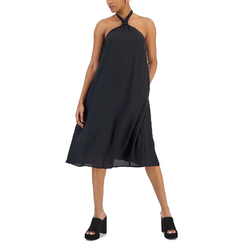 INC Womens Party Midi Halter Dress Cozy Midi Dress with Pockets