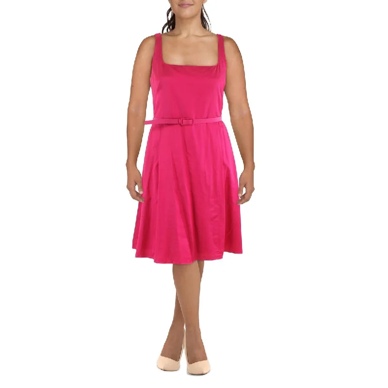 Lauren Ralph Lauren Womens Crinkled Midi Fit & Flare Dress Fashionable Shift Midi Dress