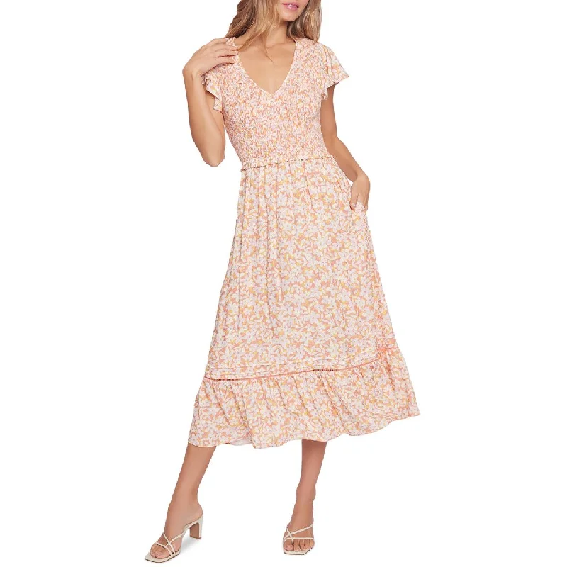 Lost + Wander Womens Daytime Midi Sundress Comfortable Geometric Print Midi Dress