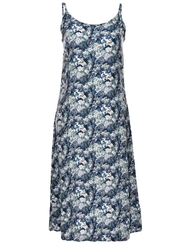 Midi Length Navy Dress - L Fashionable One-Shoulder Midi Dress