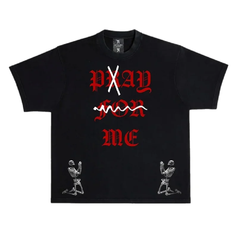 November Reine (Black/Red "Pray For Me" T-Shirt)-- Chenille Blend Fleece Blend Nylon Blend November Reine (Black/Red "Pray For Me" T-Shirt)-- Chenille Blend Fleece Blend Nylon Blend