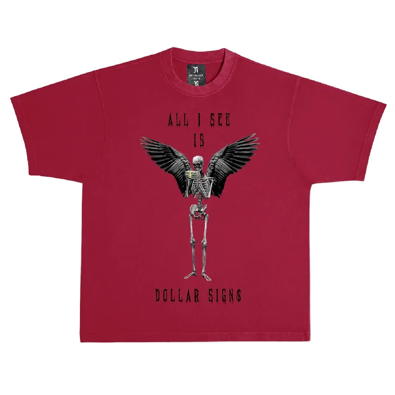 November Reine (Cardinal Red/Black "Dollar Signs" T-Shirt)-- Collared Crew Neck Turtle Neck November Reine (Cardinal Red/Black "Dollar Signs" T-Shirt)-- Collared Crew Neck Turtle Neck