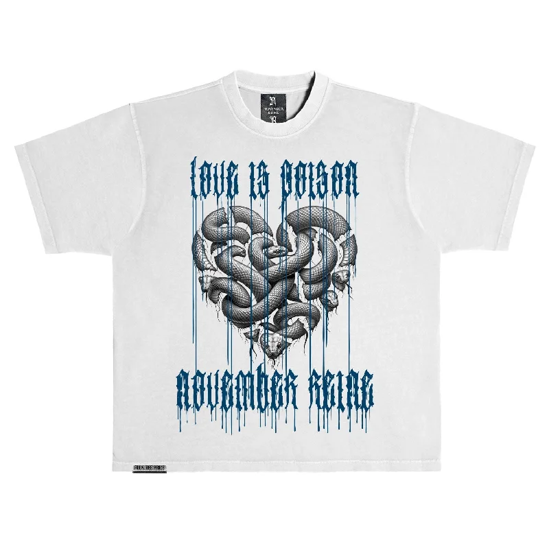 November Reine (White/Military blue "Love Is Poison" T-Shirt)-- Fashionable Trendy Casual November Reine (White/Military blue "Love Is Poison" T-Shirt)-- Fashionable Trendy Casual