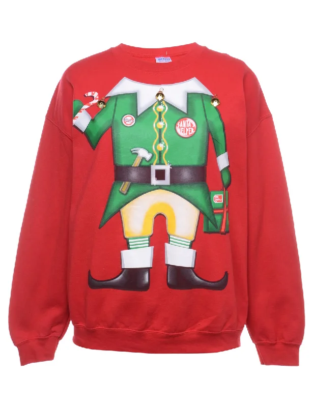 Beyond Retro Reworked Christmas Sweatshirt With Bells - XL Hoodie Sweatshirt Pullover Beyond Retro Reworked Christmas Sweatshirt With Bells - XL Hoodie Sweatshirt Pullover