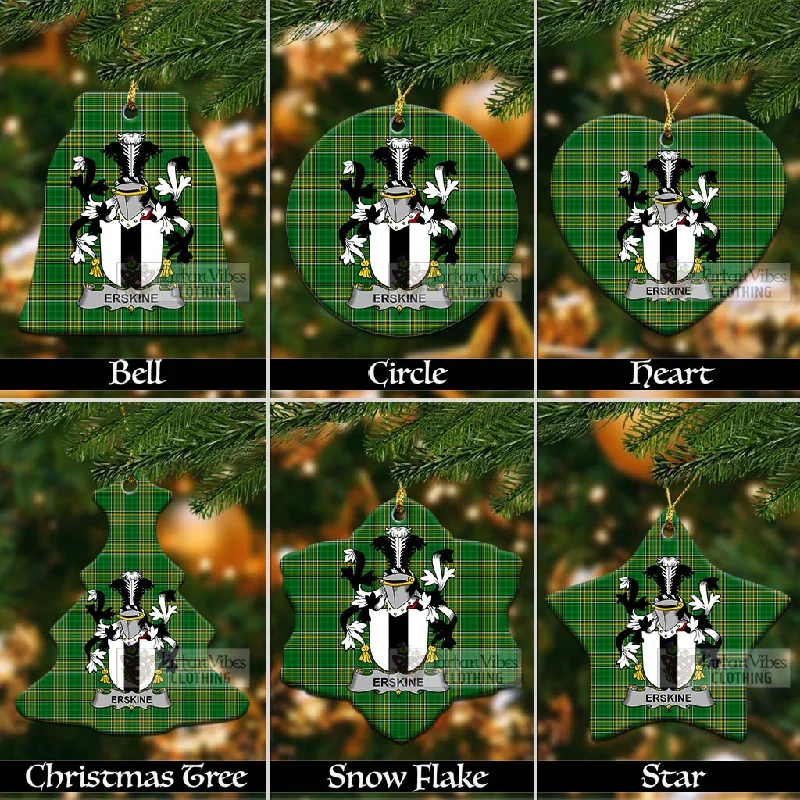 Erskine Irish Clan Tartan Christmas Ceramic Ornament with Coat of Arms Trench Wool Cashmere Erskine Irish Clan Tartan Christmas Ceramic Ornament with Coat of Arms Trench Wool Cashmere