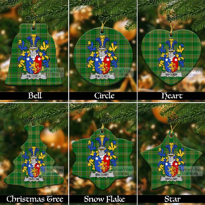 English Irish Clan Tartan Christmas Ceramic Ornament with Coat of Arms Striped Polka Dot Solid English Irish Clan Tartan Christmas Ceramic Ornament with Coat of Arms Striped Polka Dot Solid