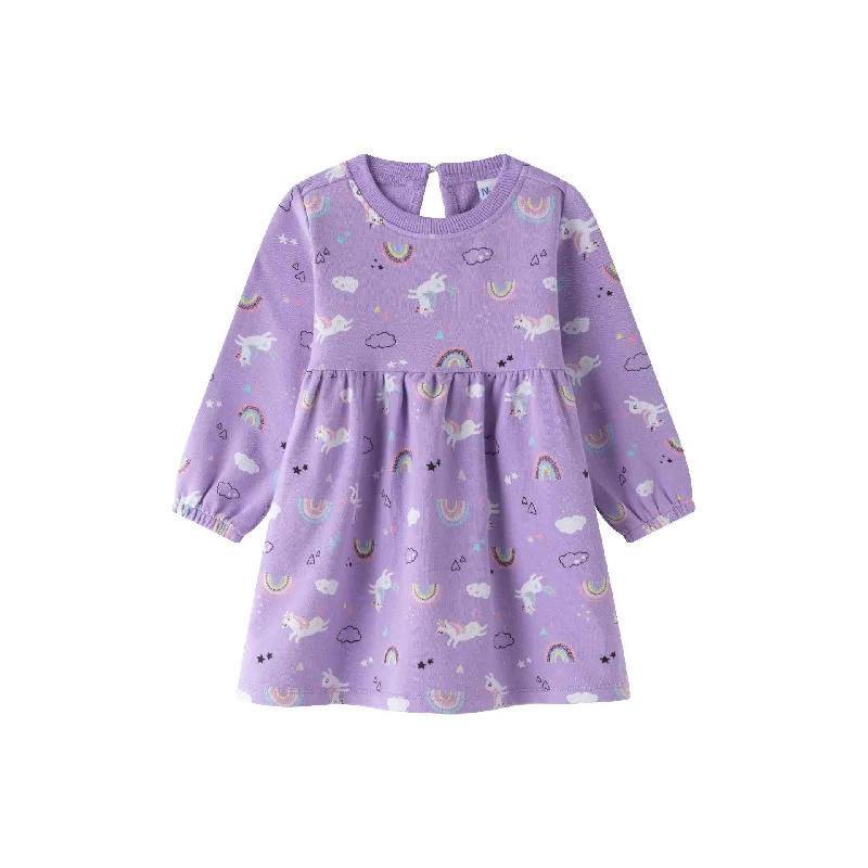 Unicorns and Rainbows Baby Sweatshirt Dress Hoodie with Patch Decorative Personalized Unicorns and Rainbows Baby Sweatshirt Dress Hoodie with Patch Decorative Personalized