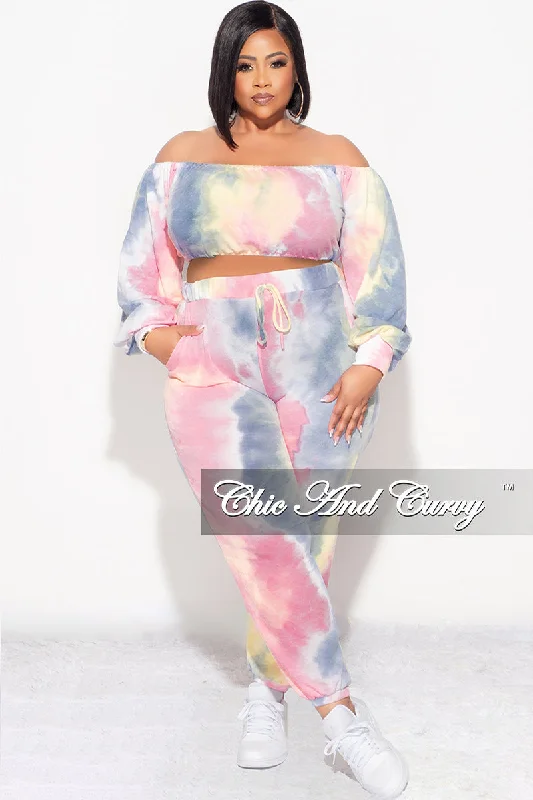 Final Sale Plus Size 2pc Crop Top and Pants Set in Pastel Rainbow Polka Dot Checkered Tartan Final Sale Plus Size 2pc Crop Top and Pants Set in Pastel Rainbow Polka Dot Checkered Tartan