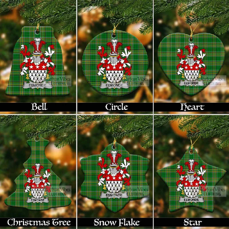 Esmonde Irish Clan Tartan Christmas Ceramic Ornament with Coat of Arms Turtleneck Wrap Cape Esmonde Irish Clan Tartan Christmas Ceramic Ornament with Coat of Arms Turtleneck Wrap Cape