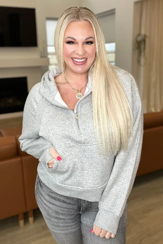 Hazel Blues® | Half Zip Cropped Hoodie in Heather Grey Hoodie Jacket Zipper Layering Hazel Blues® | Half Zip Cropped Hoodie in Heather Grey Hoodie Jacket Zipper Layering