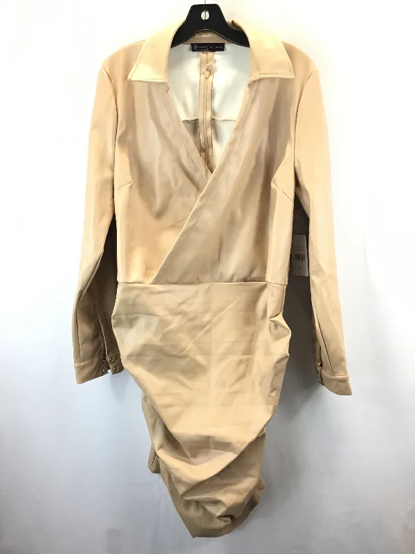 Dress Casual Midi By Fashion To Figure In Tan, Size: 1X Stylish Button-Up Midi Dress Dress Casual Midi By Fashion To Figure In Tan, Size: 1X Stylish Button-Up Midi Dress