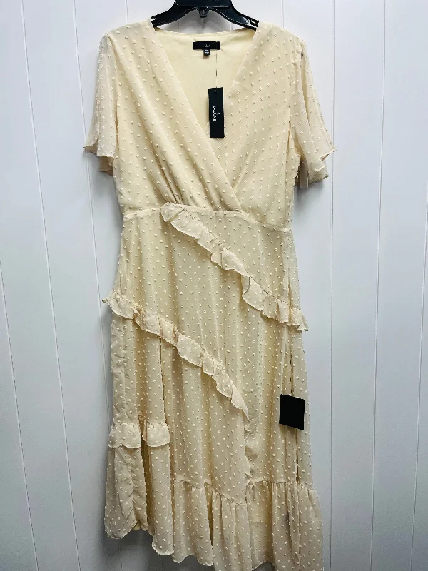 Dress Party Midi By Lulu In Cream, Size: Xl Comfortable Denim Midi Dress