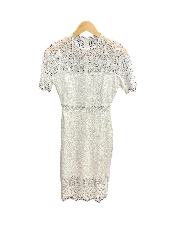 Dress Party Midi By Lulus In White, Size: Xs Chic Lace Detail Midi Dress